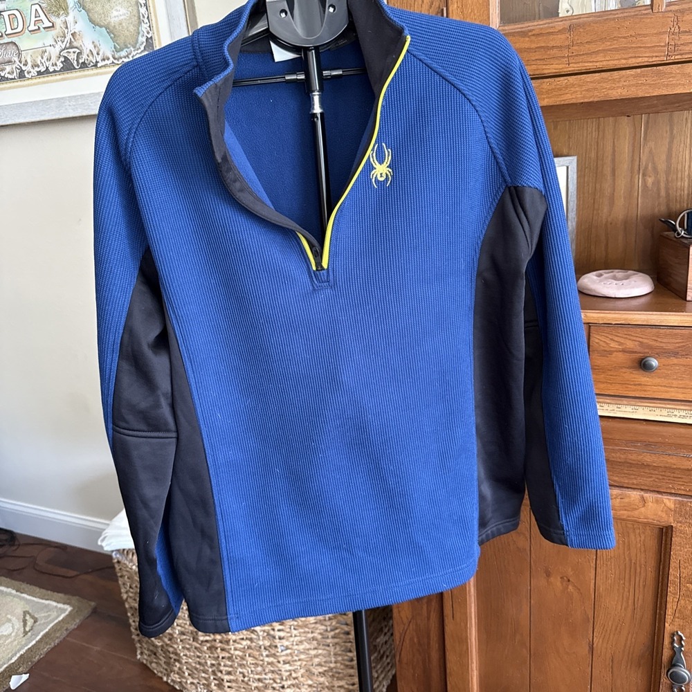 Spyder Men's XL Blue 1/4 Zip Pullover Sweater for Winter Sports